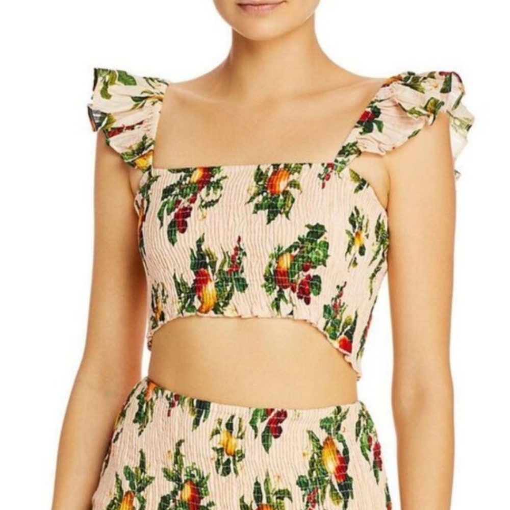 NWT Significant Other Lily Floral Orchard Pink Ruched Crop Top 8